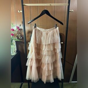 Light pink tulle long skirt